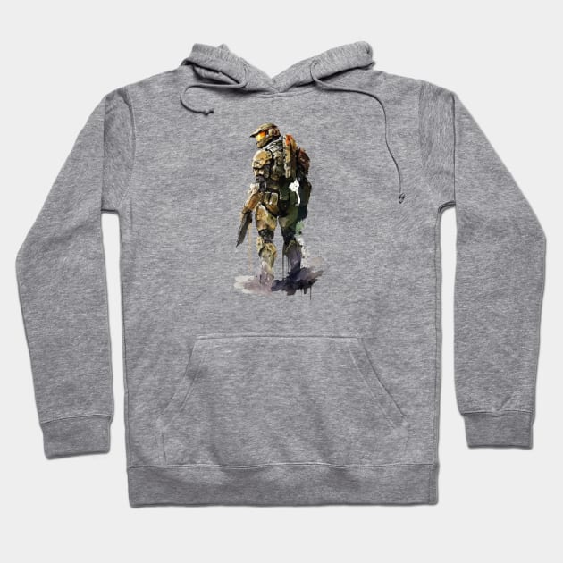 Halo Master Chief Watercolor - Original Artwork Hoodie by Labidabop